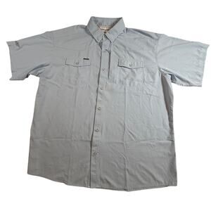 Poncho Western Short Sleeve Vented Shirt Pearl Snap Blue Men Reg Fit XL